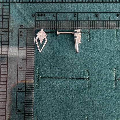 92.5 Silver Clear Stone Kite Studs Pair