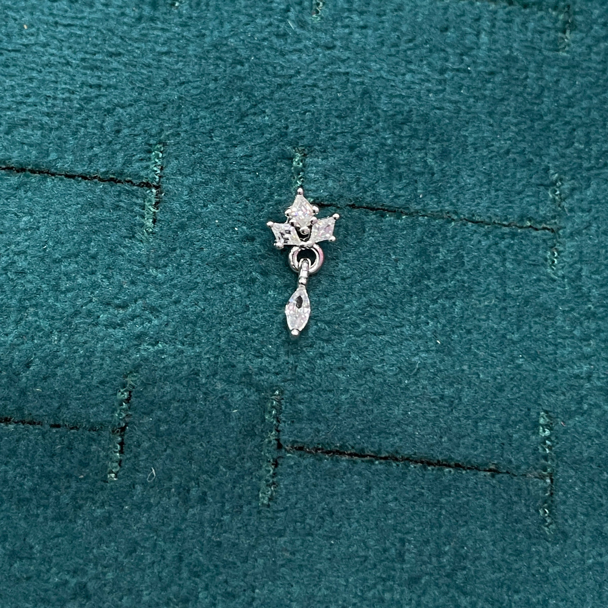 92.5 Sterling Silver Triple Marquise White CZ Crown Top with Marquise White CZ Drop Earrings for Women