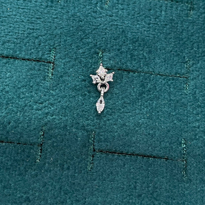 92.5 Sterling Silver Triple Marquise White CZ Crown Top with Marquise White CZ Drop Earrings for Women