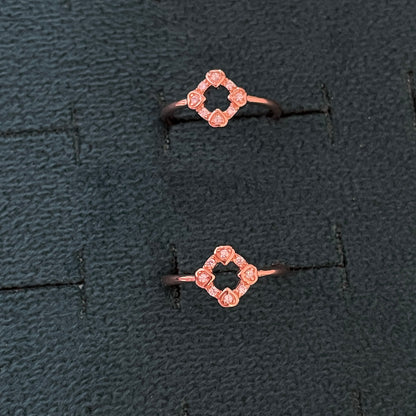 92.5 Silver Rose Gold Plated White CZ Heart Frame Toe Rings
