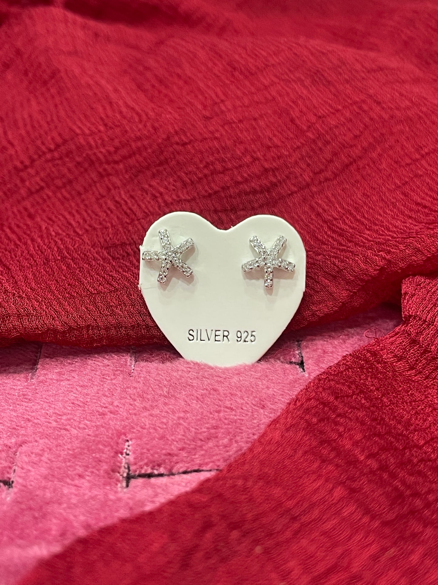 92.5 Silver White Stone Star Studs | Elegant Sparkle Design | Jewellery