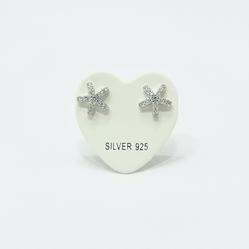 92.5 Silver White Stone Star Studs | Elegant Sparkle Design | Jewellery