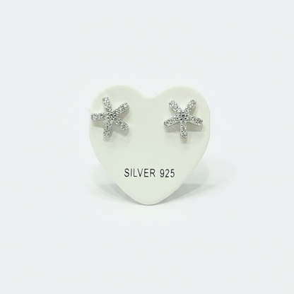 92.5 Silver White Stone Star Studs | Elegant Sparkle Design | Jewellery