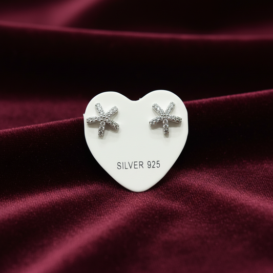 92.5 Silver White Stone Star Studs | Elegant Sparkle Design | Jewellery