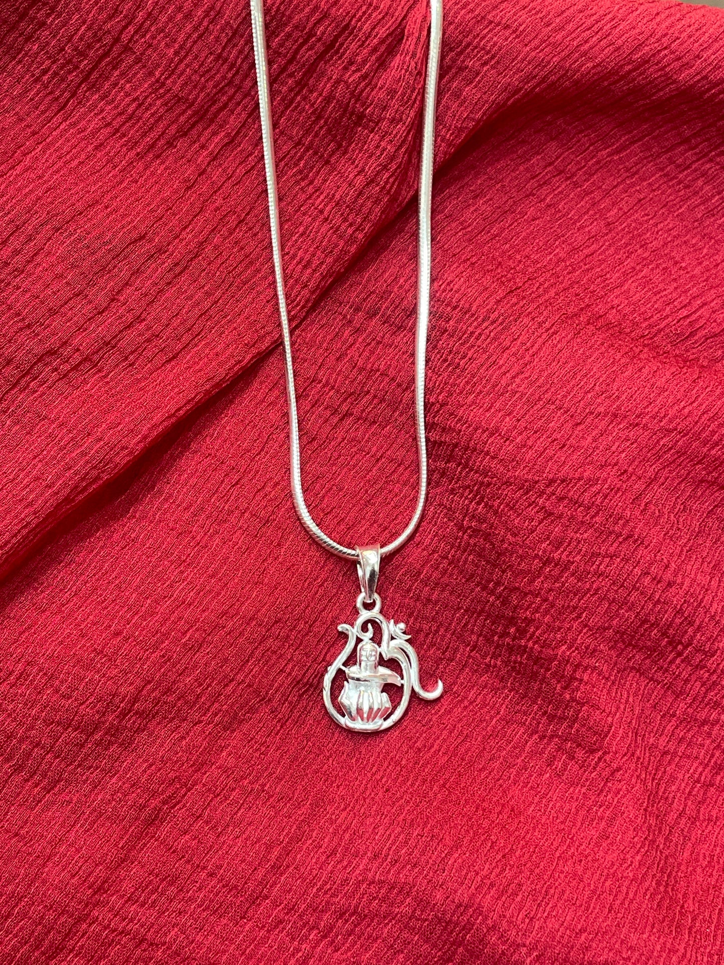 92.5 Silver Shiva Lingam (Shivalingam) Design Pendant for Men &amp; Women – Traditional Temple Style