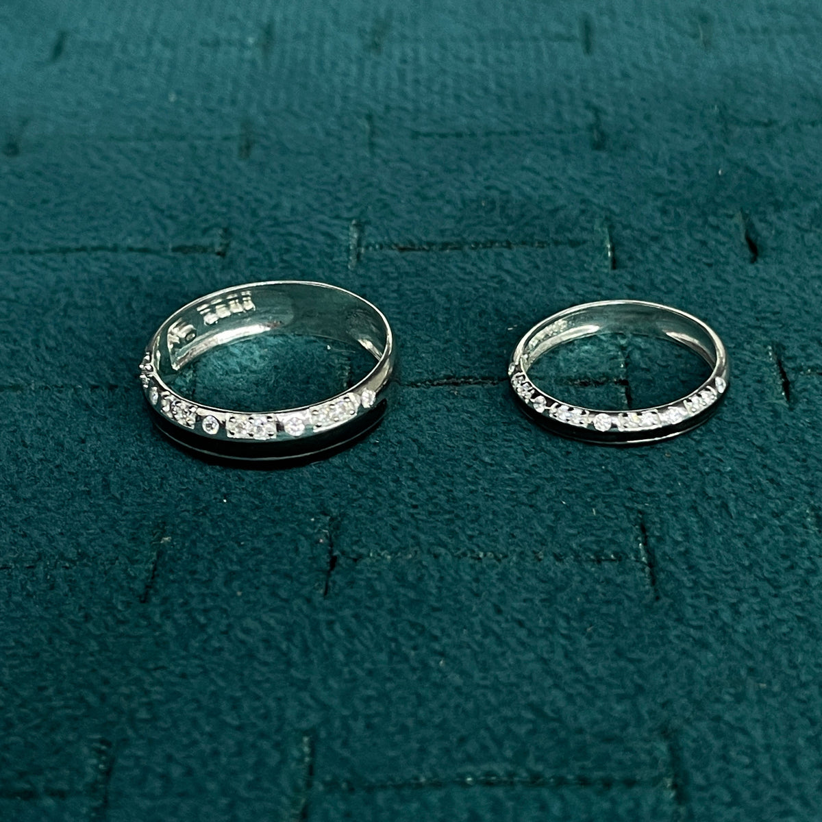 92.5 Silver Black Stripe Couple Rings - Men's 19 & Women's 10