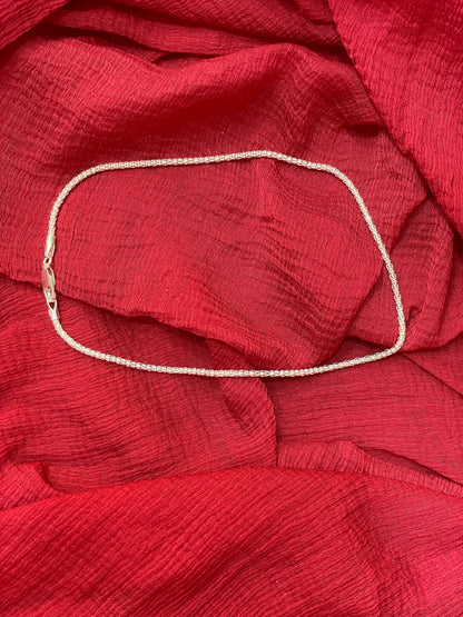 92.5 Silver Italian Chain Anklet 10.5 Inches | Stylish Sleek Design | Elegant Fashion Jewellery