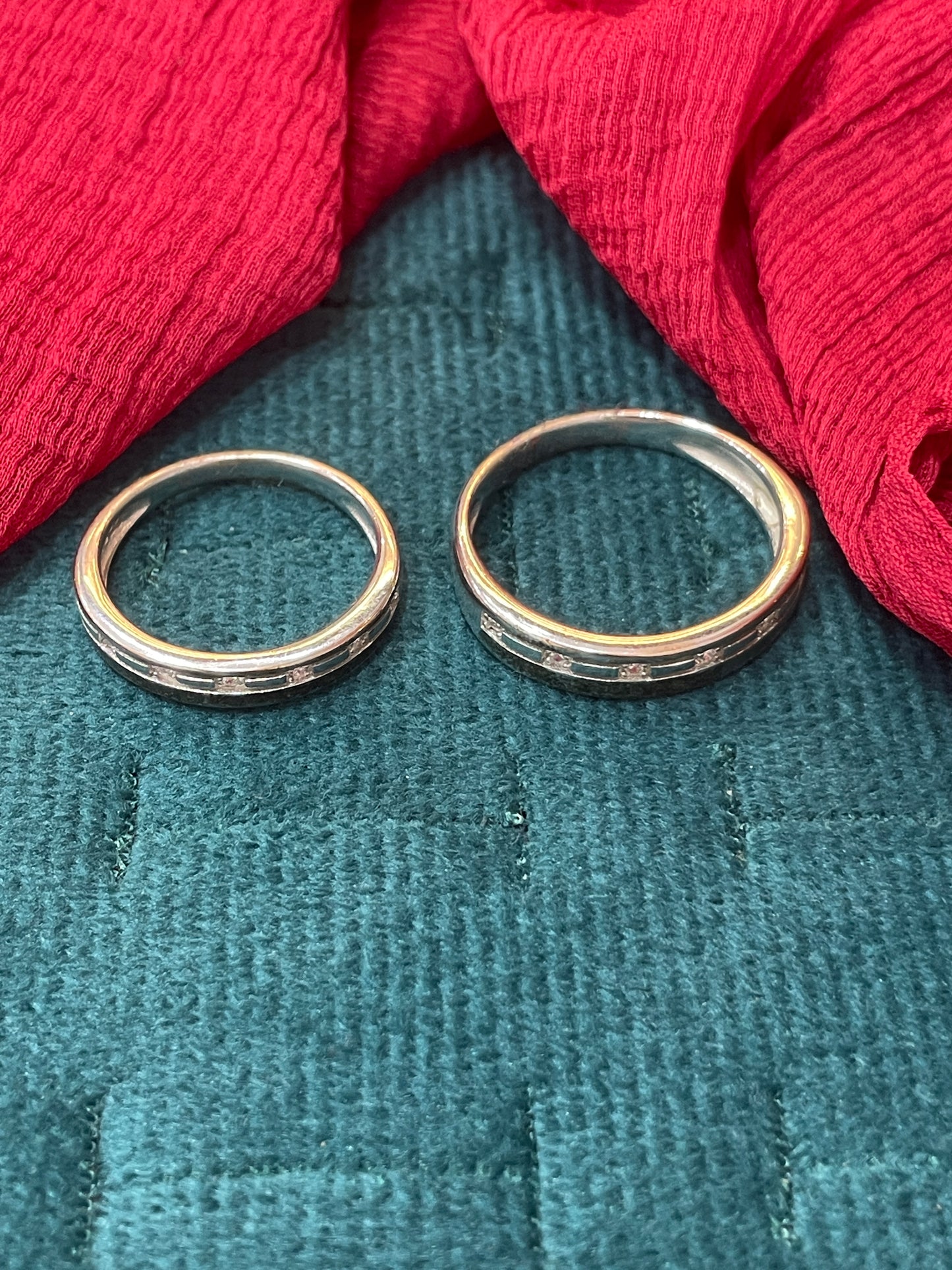 92.5 Silver White Stone Couple Rings for Men Size 21 & Women Size 13 | Stylish Sparkle Design | Elegant Love Jewellery
