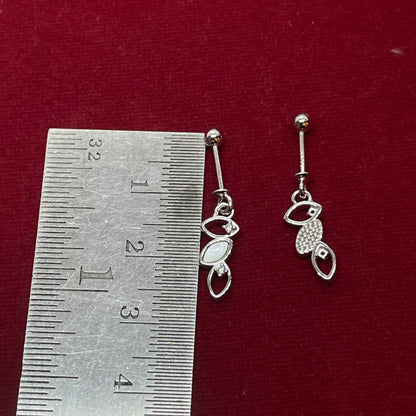 92.5 Sterling Silver Triple Marquise Leaf Bugadi for Women | Mother-of-Pearl & CZ Botanical Stack | Helix Earring pair