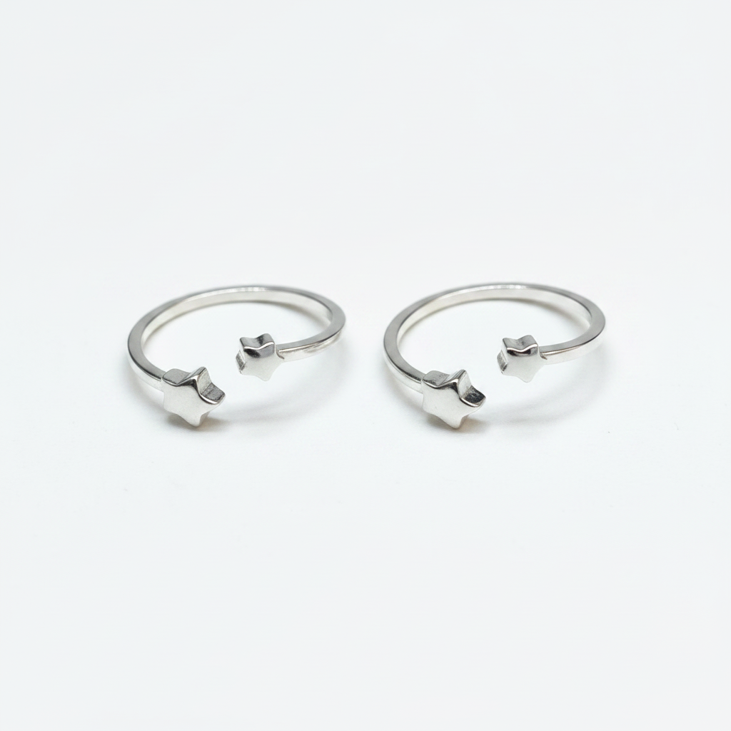 92.5 silver stylish classy star toe rings
