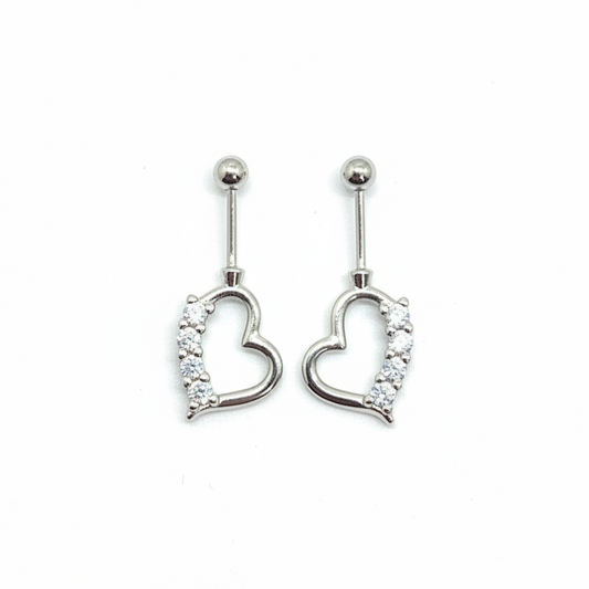 925 Silver Heart shaped bugadi pair