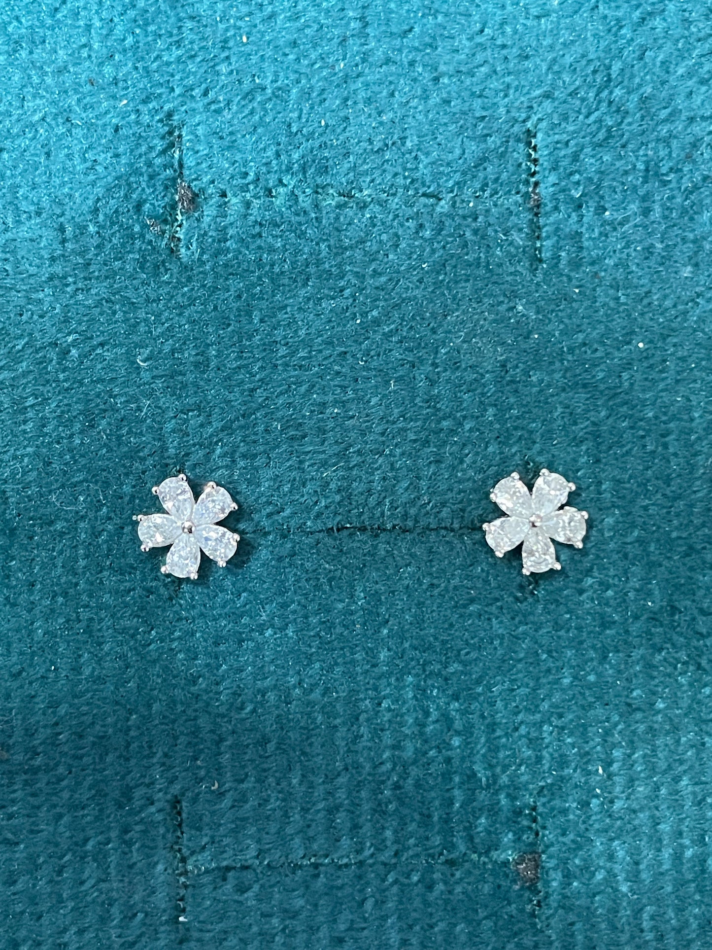 925 Silver Floral Stud Earrings | CZ Flower Daily Wear Earrings with Ball Screw Back