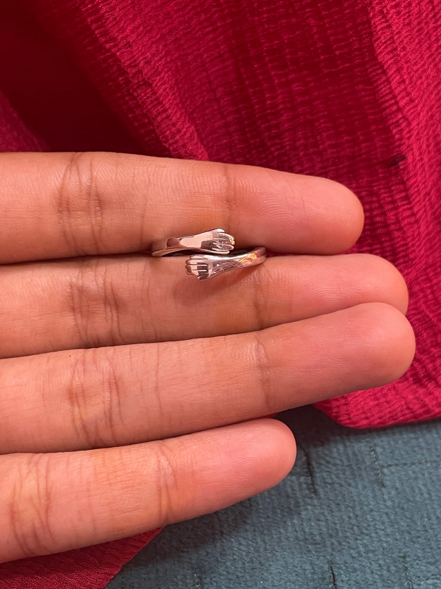 92.5 Silver Hug Ring for Women Size 8 | Stylish Embrace Design | Elegant Fashion Jewellery