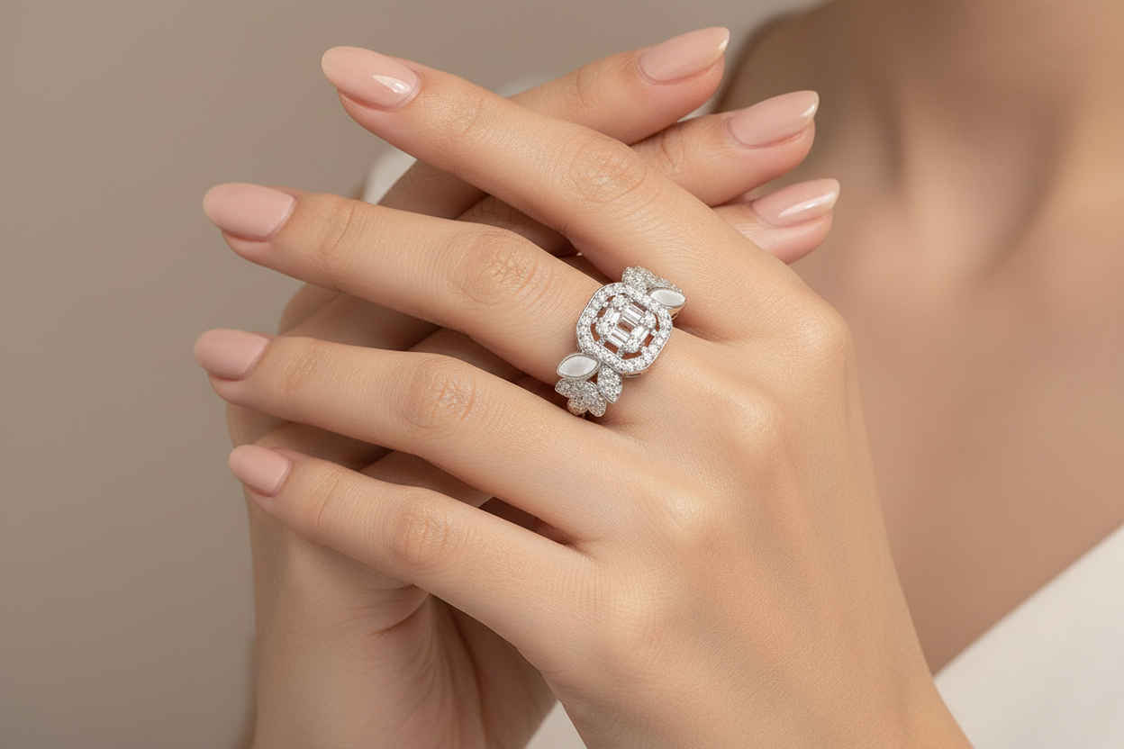 92.5 Silver Stylish Ring for Women Size 13 | Sleek Elegant Design | Everyday Wear Jewellery