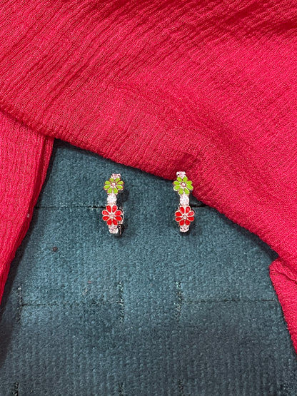 92.5 silver classy stylish flower bali earrings