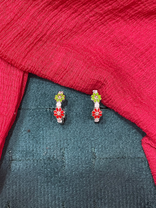 92.5 silver classy stylish flower bali earrings