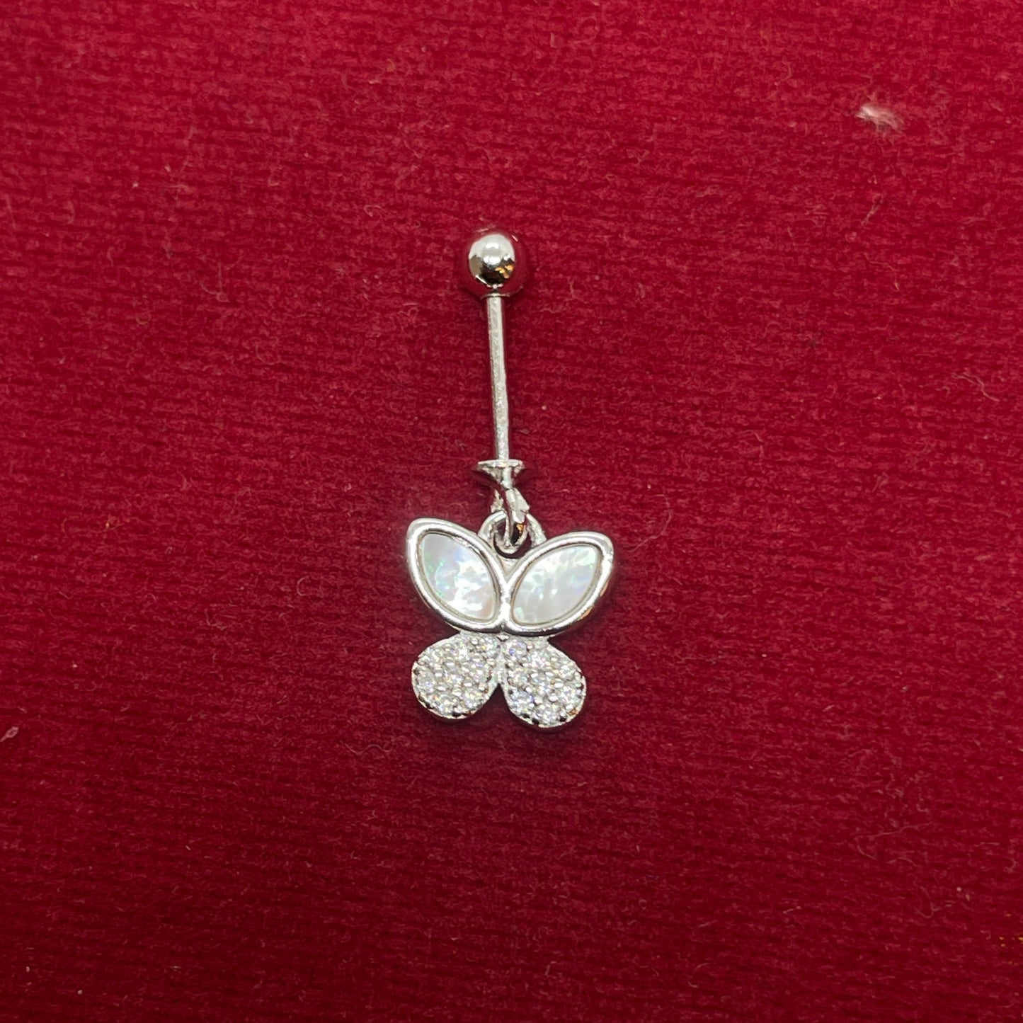 92.5 Sterling Silver Butterfly Bugadi for Women | Mother-of-Pearl Upper Wings & Pavé CZ Lower Wings | Helix Earring pair