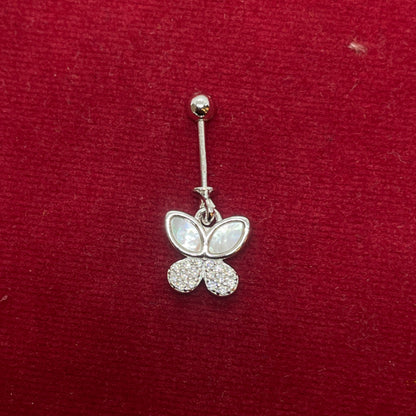 92.5 Sterling Silver Butterfly Bugadi for Women | Mother-of-Pearl Upper Wings & Pavé CZ Lower Wings | Helix Earring pair