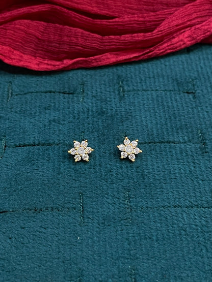 925 Sterling Silver Gold Plated Flower Stud Earrings for Women | Delicate Floral Design