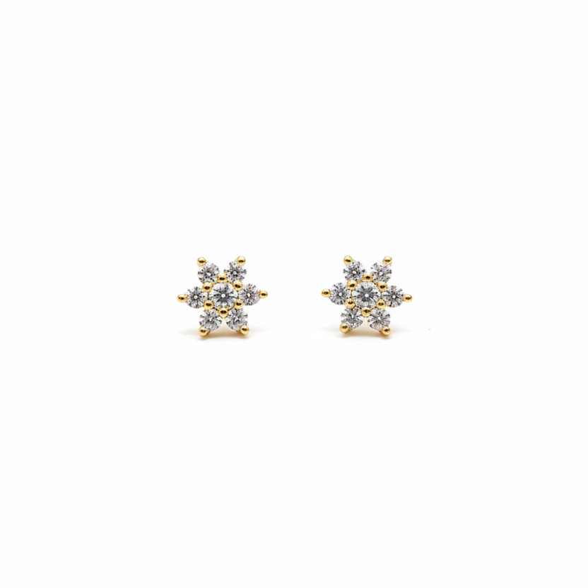 925 Sterling Silver Gold Plated Flower Stud Earrings for Women | Delicate Floral Design
