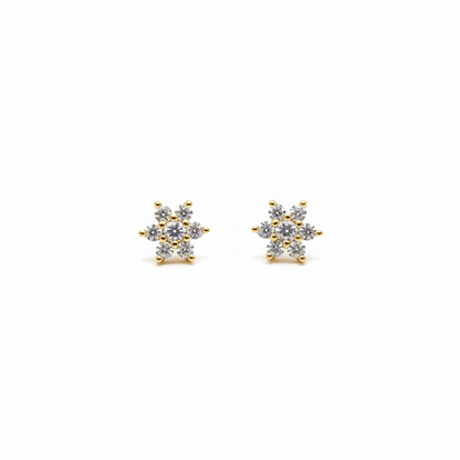 925 Sterling Silver Gold Plated Flower Stud Earrings for Women | Delicate Floral Design