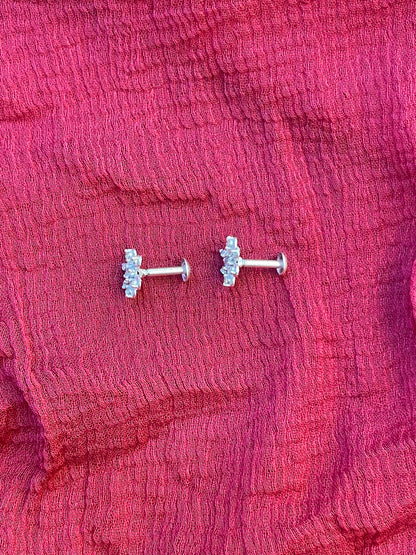 92.5 Silver Stylish Second Studs / Nose Pin (Single Piece) | Minimal Elegant Design | Jewellery