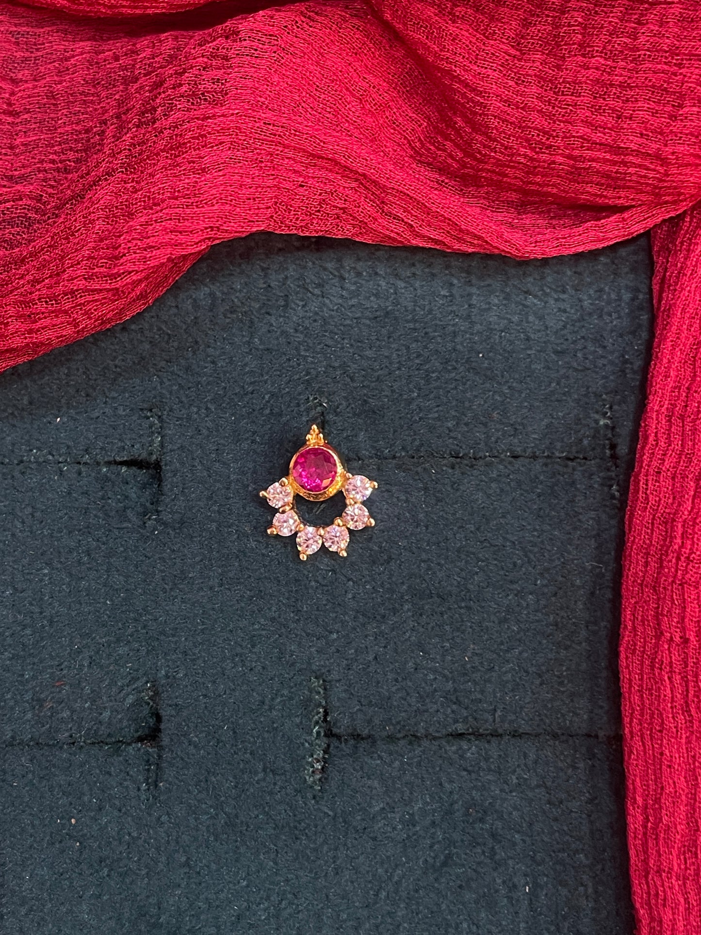 925 Silver Ruby Chandbali Nose Pin (Single Piece) | Stylish Traditional Design | Elegant Jewellery