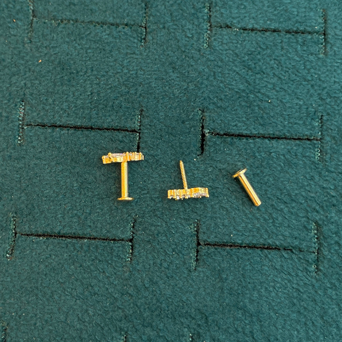 92.5 Sterling Silver Gold Plated Marquise Side Studs
