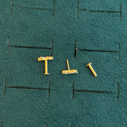 92.5 Sterling Silver Gold Plated Marquise Side Studs