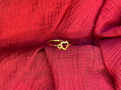 92.5 Silver Gold Plated Heart Ring for Women Size 11 | Minimal Elegant Love Design | Jewellery