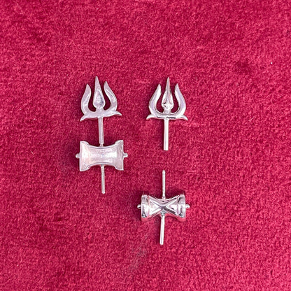 92.5 Sterling Silver Trishul Damruk Bugadi Pair