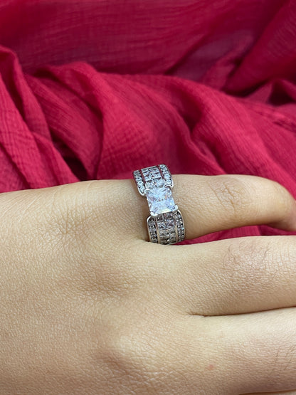 92.5 Silver Stylish Ring for Women Size 13 | Chic Elegant Design | Everyday Wear Jewellery