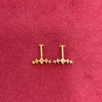 925 Silver Gold Plated Five Stone Bugadi - Pair