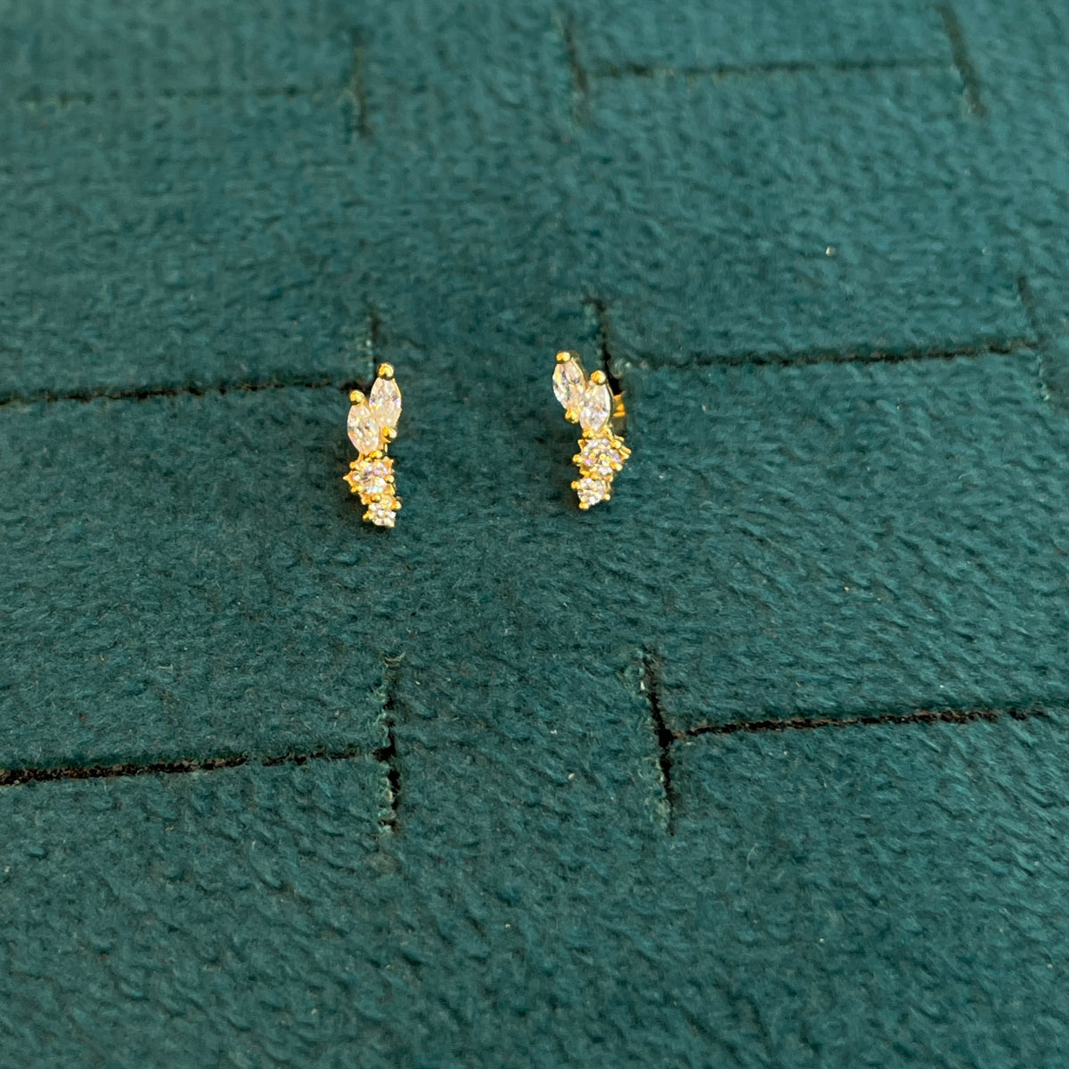 92.5 Sterling Silver Gold Plated Marquise Side Studs