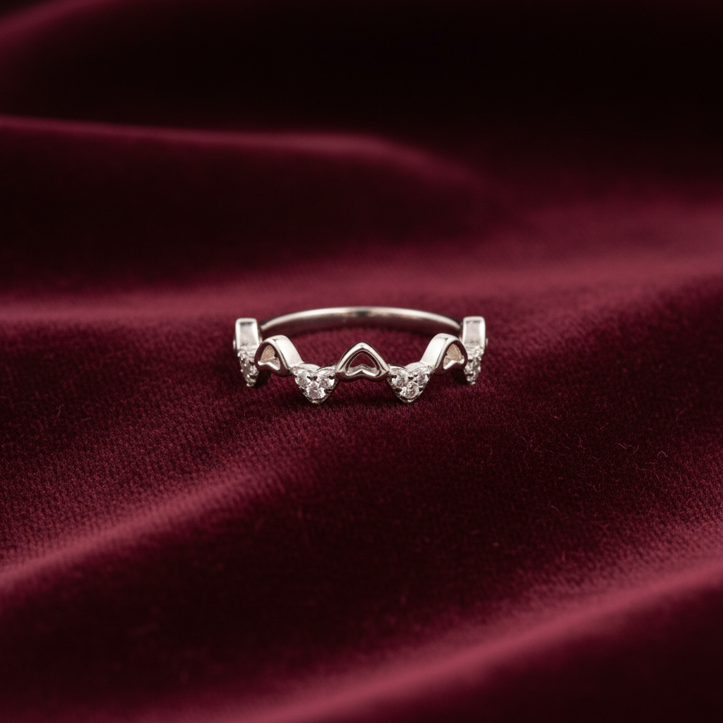 92.5 Silver Heart Ring for Women Size 14 | Stylish Love Motif Design | Elegant Gift Jewellery