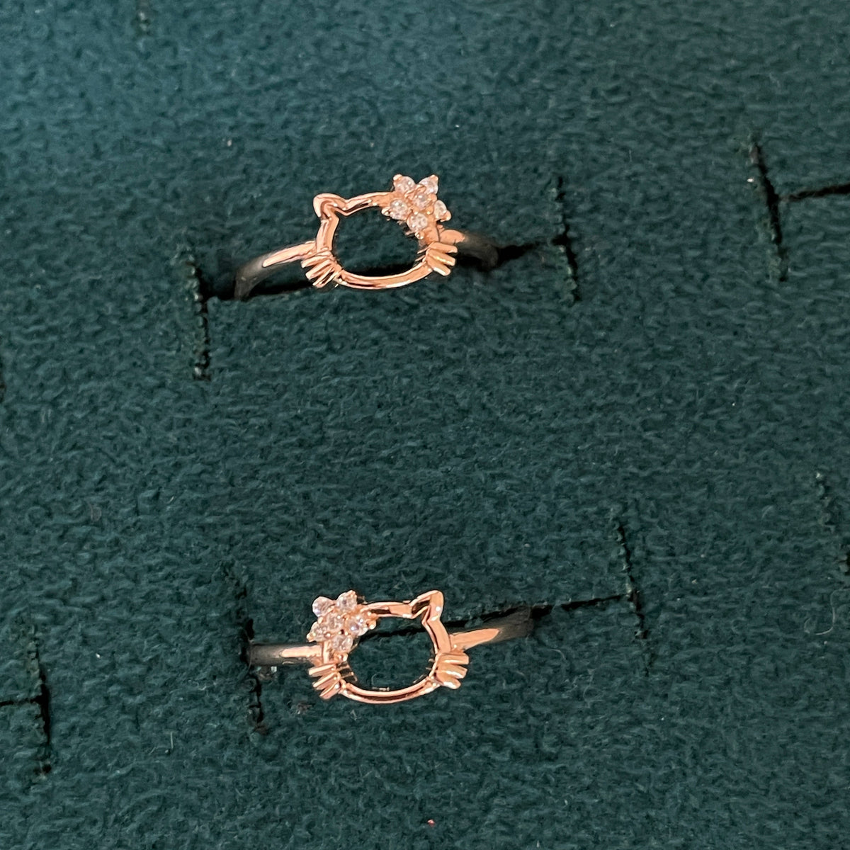 92.5 Silver Rose Gold Plated White CZ Kitty Toe Rings