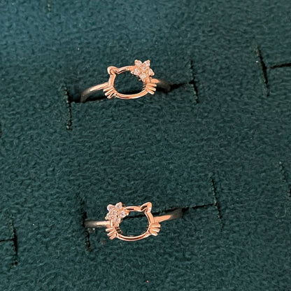 92.5 Silver Rose Gold Plated White CZ Kitty Toe Rings