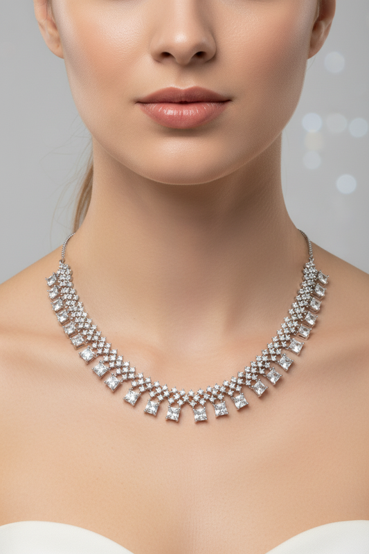 92.5 Silver Stylish Necklace for Women 18 Inches | Elegant Modern Design | Everyday Wear Jewellery