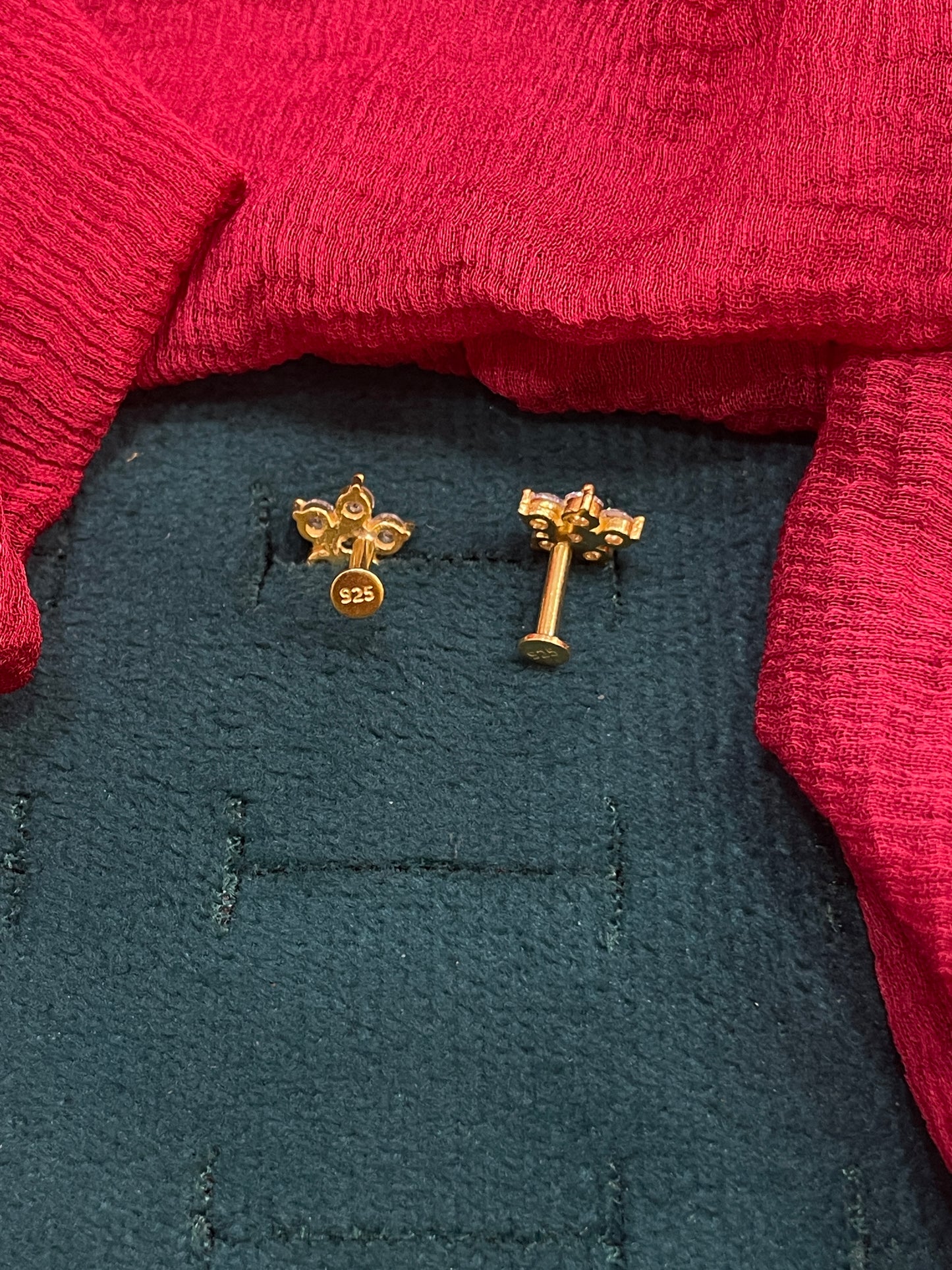 925 Silver Gold Plated 5 Petal Studs for Women | Floral Design