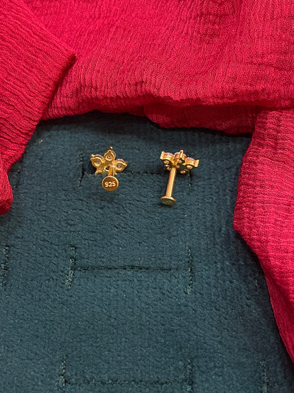 925 Silver Gold Plated 5 Petal Studs for Women | Floral Design