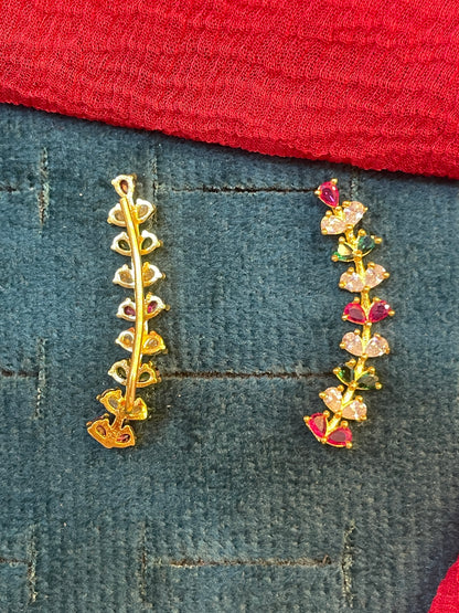 92.5 silver gold plated multicolor earcuffs