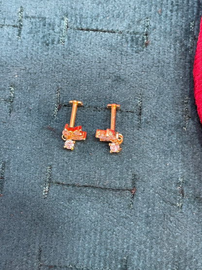 925 Silver Gold Plated Flower Drop Earstuds