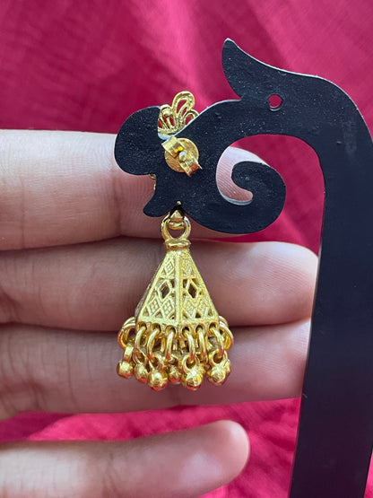 92.5 Silver Gold Plated Stylish Jhumka Earrings for Women | Elegant Ethnic Design | Festive Jewellery
