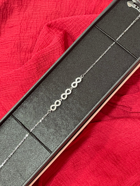 92.5 Silver Infinity Bracelet 8 Inches | Premium Stylish Classy Design | Jewellery