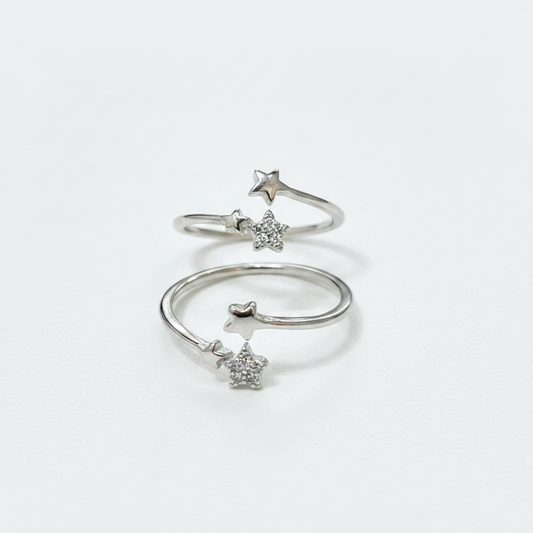92.5 Sterling Silver Tristar Toe Rings for Women | Unique Triple Star Design