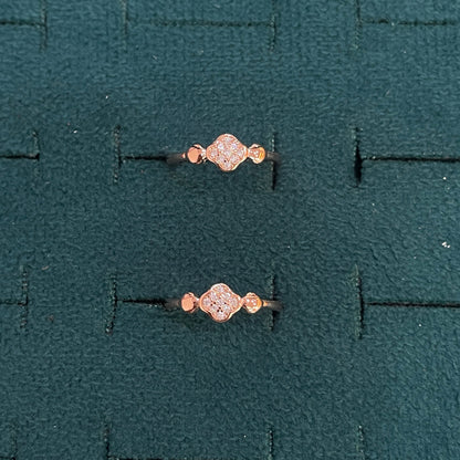 92.5 Silver Rose Gold Plated White CZ Clover Toe Rings
