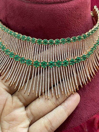92.5 Silver Rose Gold Plated Fancy Necklace for Women | Stylish Elegant Design | Trendy Jewellery