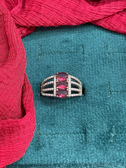 92.5 Silver Classy Pink Stone Ring for Women Size 17 | Elegant Premium Design | Stylish Jewellery