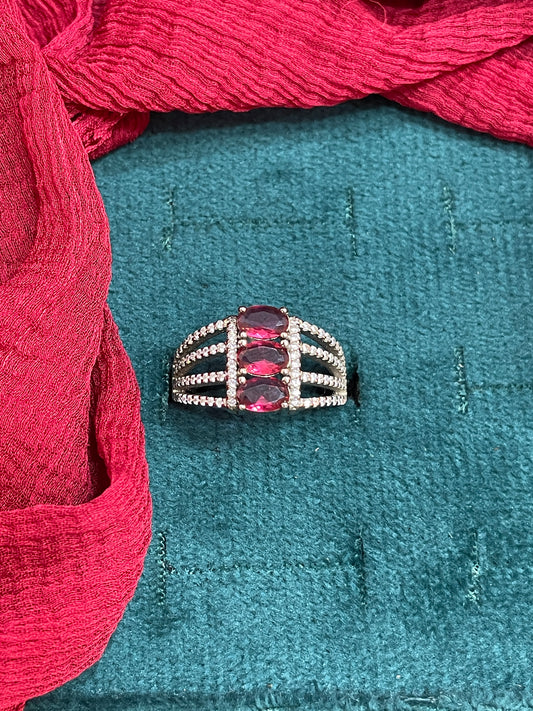 92.5 Silver Classy Pink Stone Ring for Women Size 17 | Elegant Premium Design | Stylish Jewellery