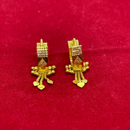 92.5 Sterling Silver Gold Plated Diamond-Cut Bali Earrings